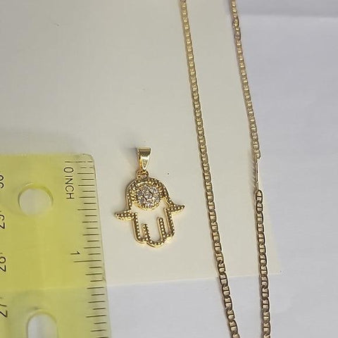 Brand New Brazilian 18k Gold Filled Hamsa Necklace