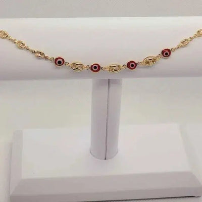 Brand New Brazilian 18k Gold Filled Red Evil Anklet