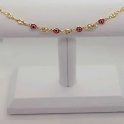 Brand New Brazilian 18k Gold Filled Red Evil Anklet