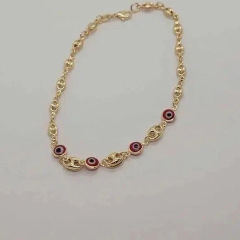 Brand New Brazilian 18k Gold Filled Red Evil Anklet