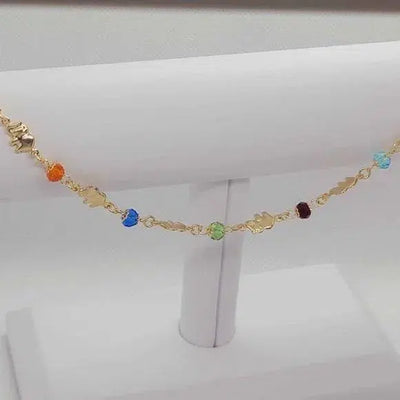 Brand New Brazilian 18k Gold Filled Elephant beaded Colors Anklet