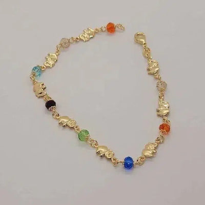 Brand New Brazilian 18k Gold Filled Elephant beaded Colors Anklet