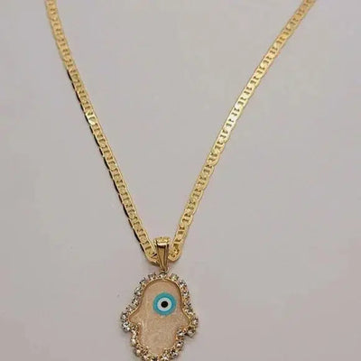 Brand New Brazilian 18k Gold Filled Hamsa with Evil Eye Necklace