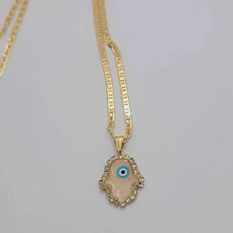 Brand New Brazilian 18k Gold Filled Hamsa with Evil Eye Necklace