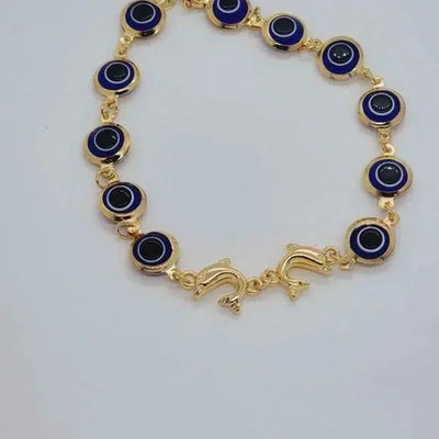 Brand New Brazilian 18k Gold Filled Dolphins & Evil Eye Anklet