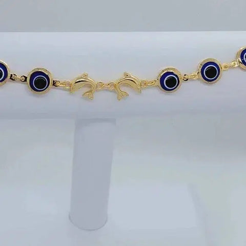 Brand New Brazilian 18k Gold Filled Dolphins & Evil Eye Anklet