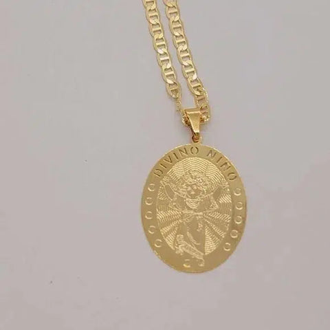 Brand New Brazilian 18k Gold Filled El Divino Nino Necklace