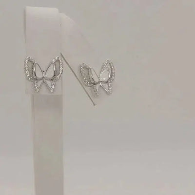 Brand New Sterling Silver 925 Butterfly with Cubic Zirconia Stones Earrings