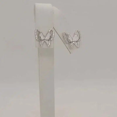 Brand New Sterling Silver 925 Butterfly with Cubic Zirconia Stones Earrings