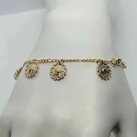 Brand New Brazilian 18k Gold Filled Multi Charms Bracelet