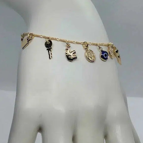 Brand New Brazilian 18k Gold Filled Lucky Charms Bracelet