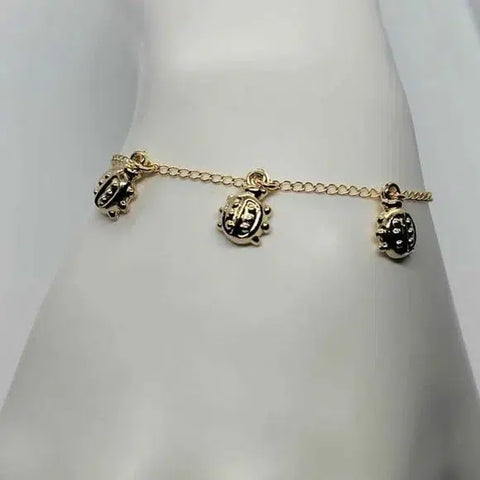 Brand New Brazilian 18k Gold Filled 3 Lady Bug Bracelet