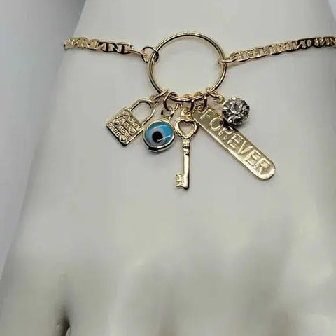 Brand New  Brazilian 18k Gold Filled Multi Charms Bracelet