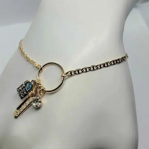 Brand New  Brazilian 18k Gold Filled Multi Charms Bracelet