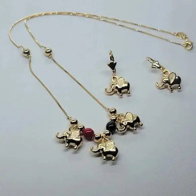 Brand New Brazilian 18k Gold Filled 2 pcs Elephant Set