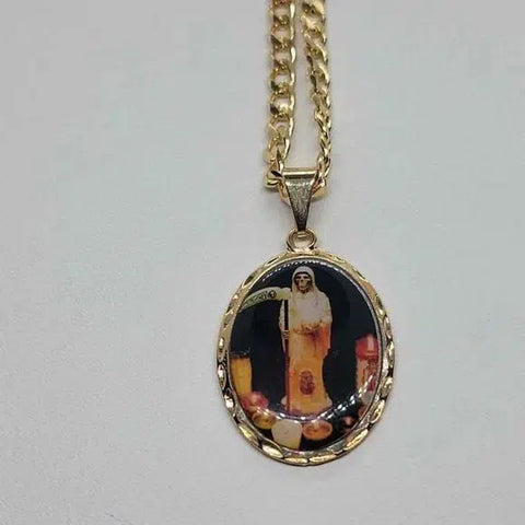 Brand New Brazilian 18k Gold Filled La Santa Muerte Necklace