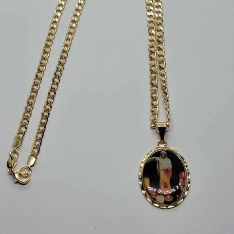 Brand New Brazilian 18k Gold Filled La Santa Muerte Necklace