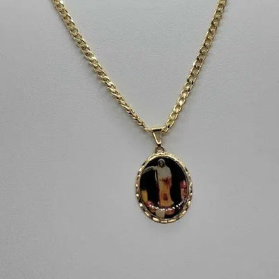 Brand New Brazilian 18k Gold Filled La Santa Muerte Necklace