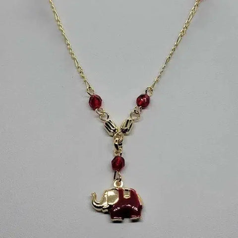 Brand New Brazilian 18k Gold Filled Red Elephant Necklace