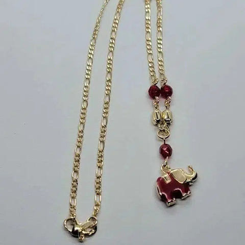 Brand New Brazilian 18k Gold Filled Red Elephant Necklace