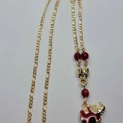 Brand New Brazilian 18k Gold Filled Red Elephant Necklace