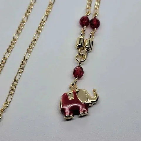 Brand New Brazilian 18k Gold Filled Red Elephant Necklace