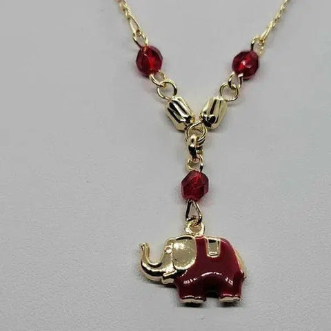 Brand New Brazilian 18k Gold Filled Red Elephant Necklace