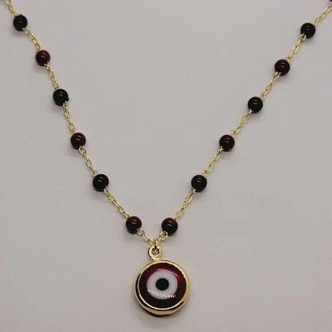 Brand New Brazilian 18k Gold Filled Red Evil Eye Necklace