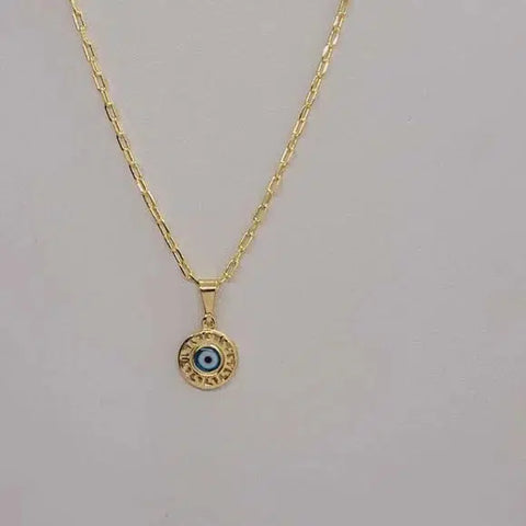 Brand New Brazilian 18k Gold Filled Blue Evil Eye Necklace