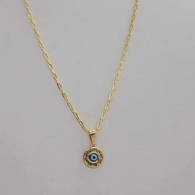 Brand New Brazilian 18k Gold Filled Blue Evil Eye Necklace