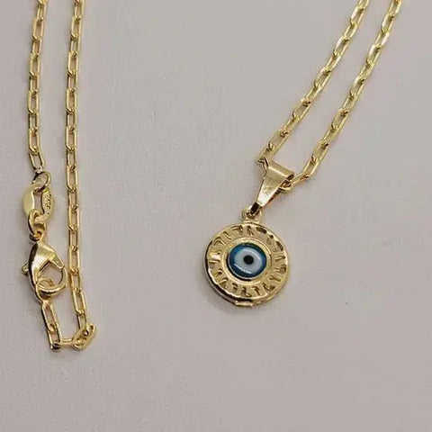 Brand New Brazilian 18k Gold Filled Blue Evil Eye Necklace