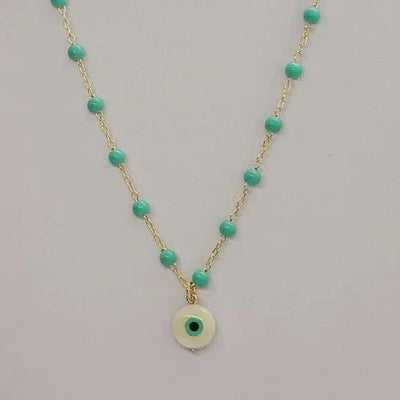 Brand New Brazilian 18k Gold Filled Turquoise Evil Eye Necklace