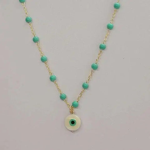 Brand New Brazilian 18k Gold Filled Turquoise Evil Eye Necklace