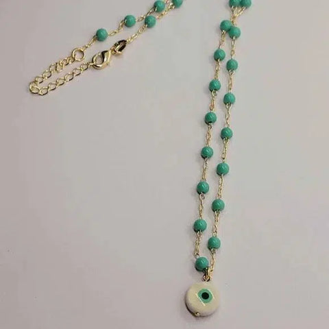 Brand New Brazilian 18k Gold Filled Turquoise Evil Eye Necklace