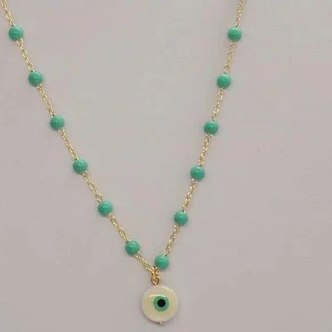 Brand New Brazilian 18k Gold Filled Turquoise Evil Eye Necklace