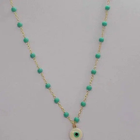 Brand New Brazilian 18k Gold Filled Turquoise Evil Eye Necklace