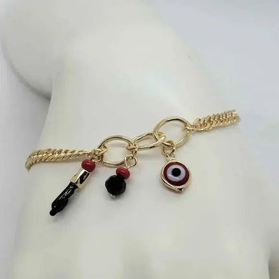 Brand New Brazilian 18k gold filled Red Evil eye Azabache Bracelet