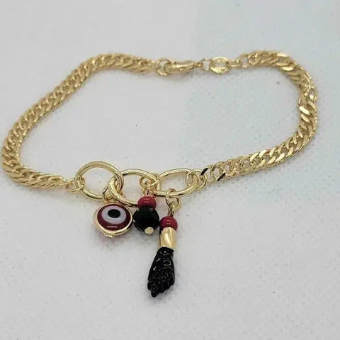 Brand New Brazilian 18k gold filled Red Evil eye Azabache Bracelet