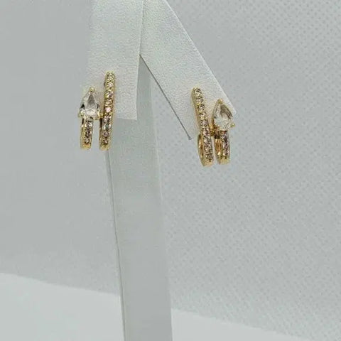 Brand New Brazilian 18k Gold Filled Cubic Zirconia Stones Earrings