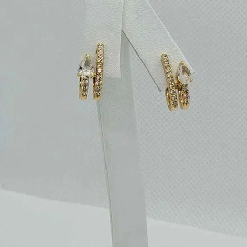 Brand New Brazilian 18k Gold Filled Cubic Zirconia Stones Earrings