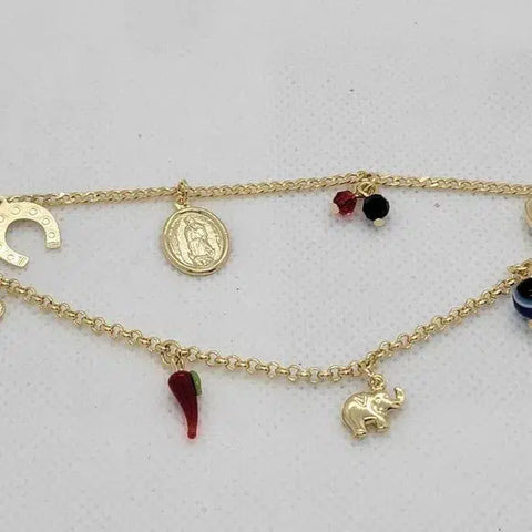 Brand New Brazilian 18k Gold Filled Multi Charms Bracelet