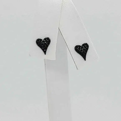 Brand New Sterling Silver 925 black Rhodium Heart Earrings