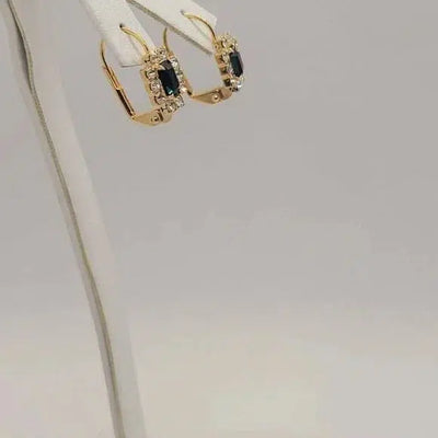 Brand New  Brazilian 18k Gold Filled Dark Blue Gem Earrings