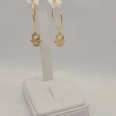 Brand New Brazilian 18k Gold Filled Hamsa with Heart in the middle Earrings