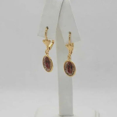 Brand New Brazilian 18k Gold Filled Virgen De Guadalupe Earrings