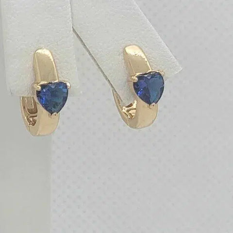 Brand New Brazilian 18k Gold Filled Royal Blue Gem Earrings Huggy earrings