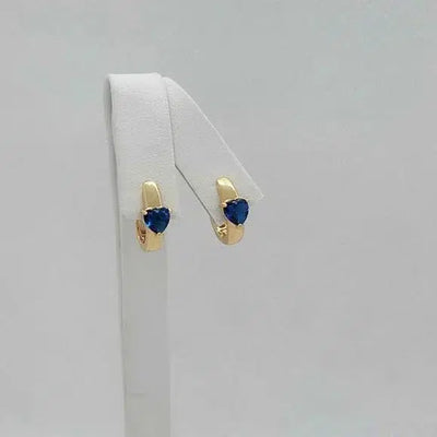 Brand New Brazilian 18k Gold Filled Royal Blue Gem Earrings Huggy earrings