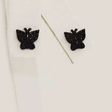 Brand New Sterling Silver in Black Rhodium Butterfly Earrings