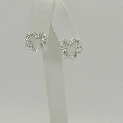 Brand New Sterling Silver 925 Heart With cubic zirconia Stones Earrings