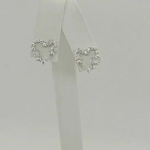Brand New Sterling Silver 925 Heart With cubic zirconia Stones Earrings